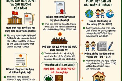 Công tác tuyên truyền, phổ biến giáo dục pháp luật tháng 6 năm 2026 tại BQL VQG Phong Nha – Kẻ Bàng